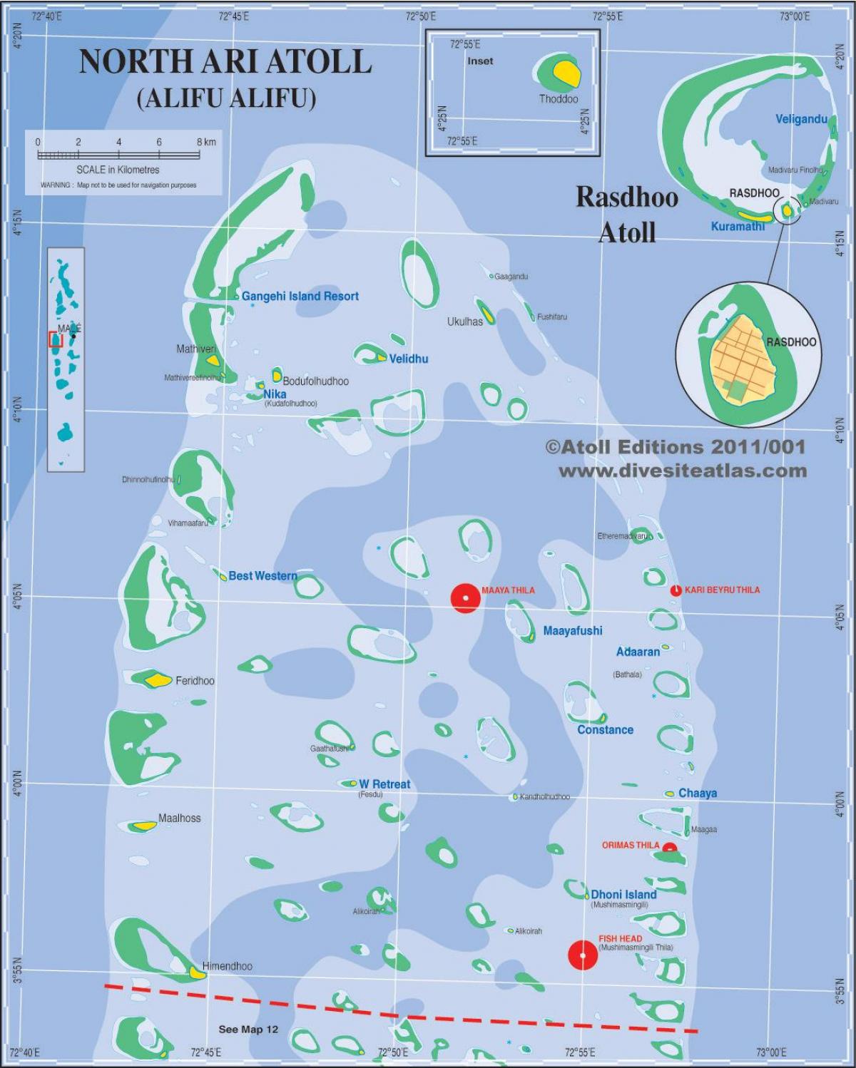 kat jeyografik nan ari atol maldiv